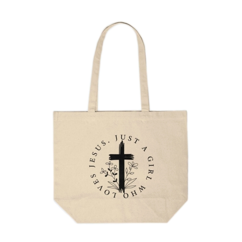 Just a Girl Who Loves Jesus Canvas Tote Bag | Faith Tote Bag | Religious Gift